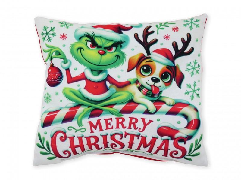 Karácsonyi díszpárna zöld manó grincs 30x26cm