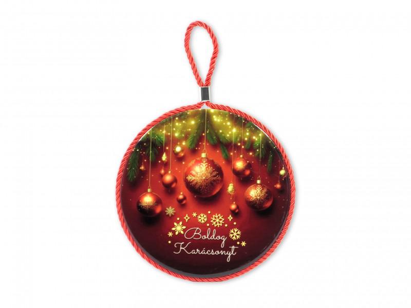 Karácsonyi edényalátét/falidísz díszek 17x19cm bordó karácsonyi gömbök