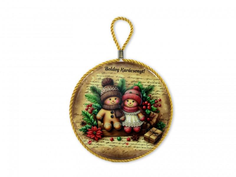 Karácsonyi edényalátét/falidísz figura 17x19cm mézike pár