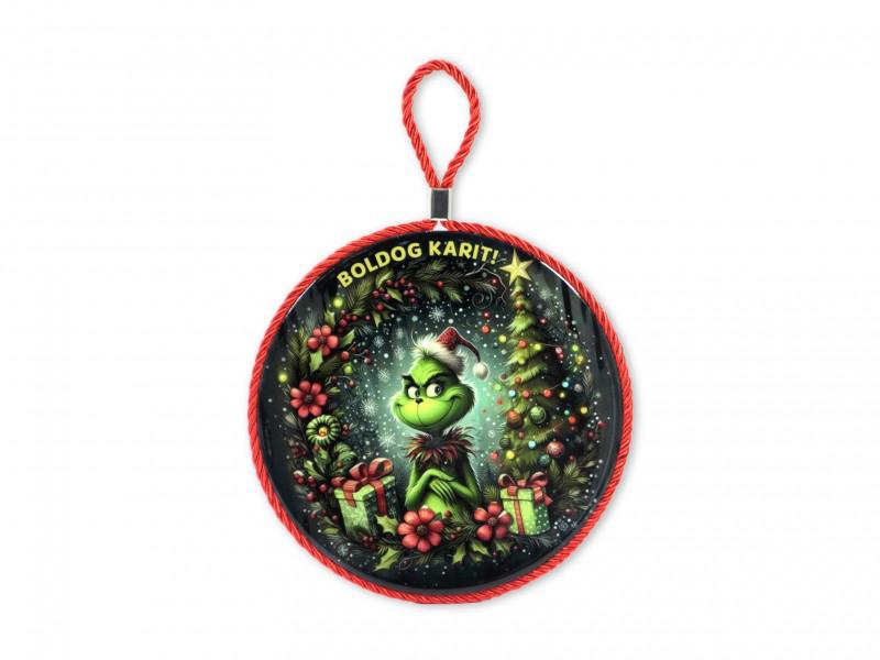 Karácsonyi edényalátét/falidísz zöld manó grincs 17x19cm