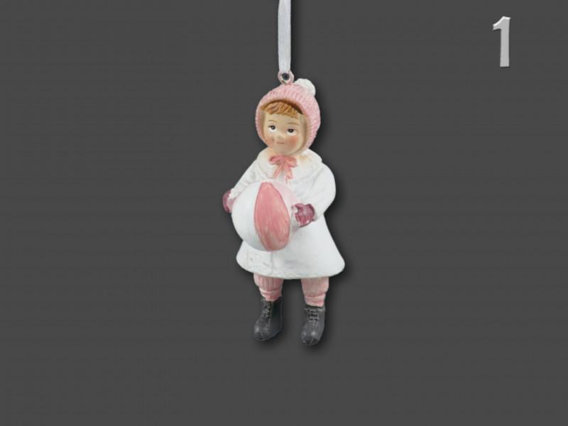 Karácsonyi figura fehér/rózsaszín 9cm AJC000390 4f
