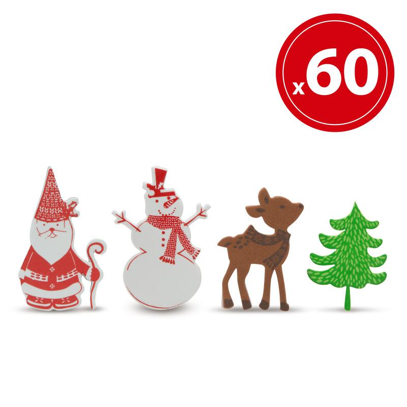 Karácsonyi habmatrica 60 db hóember, mikulás, fenyőfa, rénszarvas