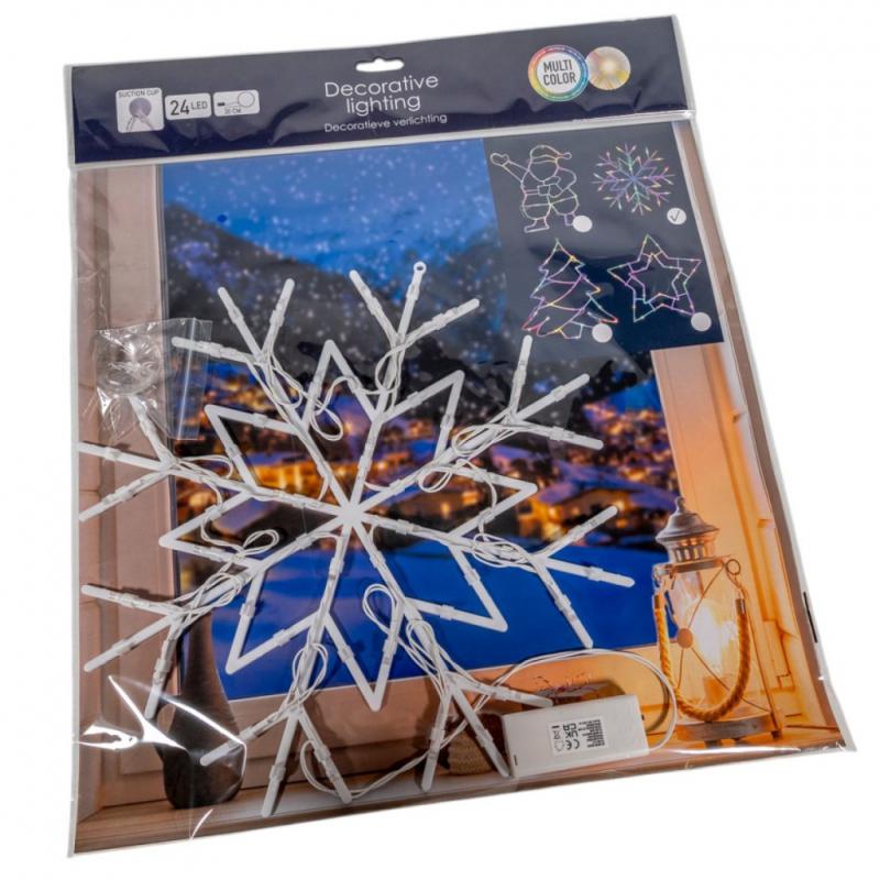 Karácsonyi hópihe figura sziluett LED-es elemes (elem nélkül) multi 42cm