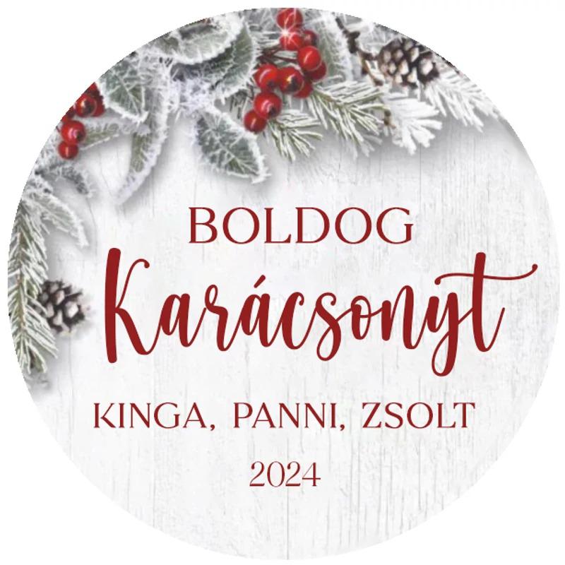 Karácsonyi matrica - Egyedi szöveggel ellátott személyre szabott- havas karácsony ünnepi