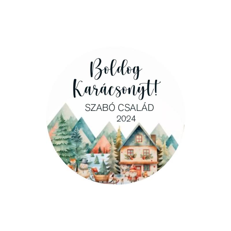 Karácsonyi matrica - Egyedi szöveggel ellátott személyre szabott- házak