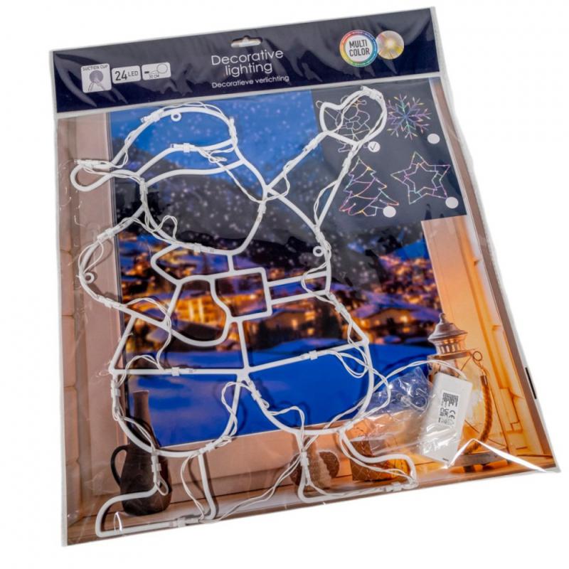 Karácsonyi mikulás figura sziluett LED-es elemes (elem nélkül) multi 42cm