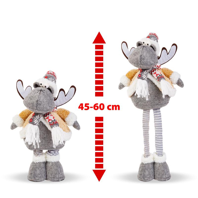 Karácsonyi rénszarvas dekoráció - teleszkópos lábbal - 45 - 60 cm