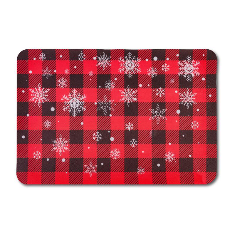 Karácsonyi tányéralátét - 45 x 30 cm piros fekete kockás hópehellyel