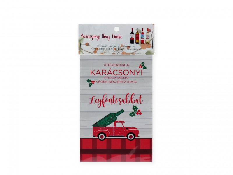 Karácsonyi üvegcímke retro antikolt 4db 9,5x14cm PDUC39