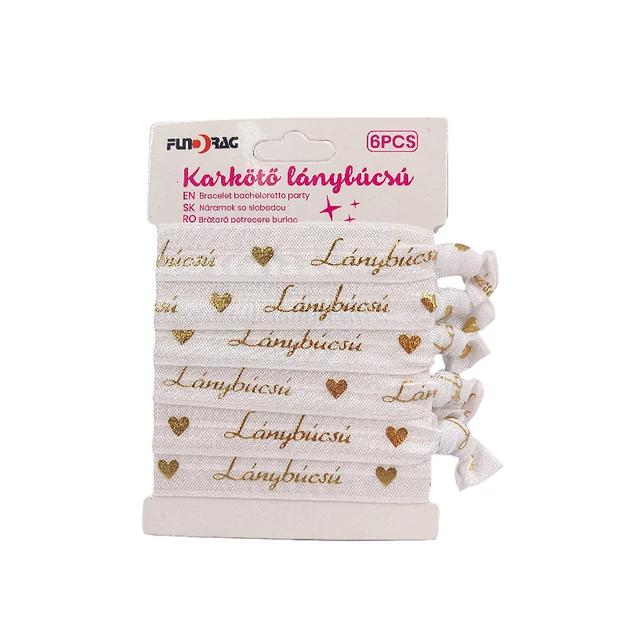 Karkötő lánybúcsú 6db fehér állítható mérettel
