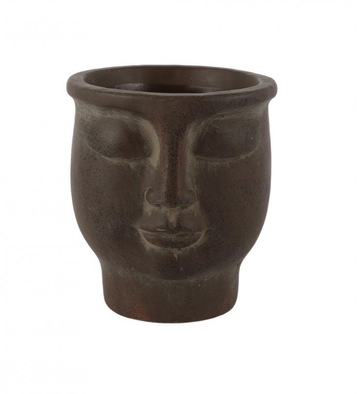 Kaspó cement fej mintás D13,5 barna