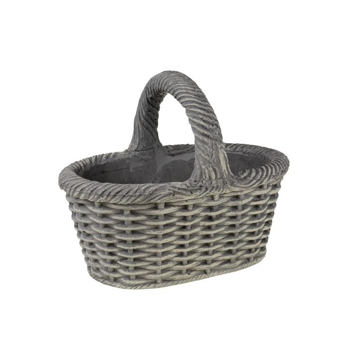 Kaspó cement nagy kosár 36*24*15/29 1füllel szürke