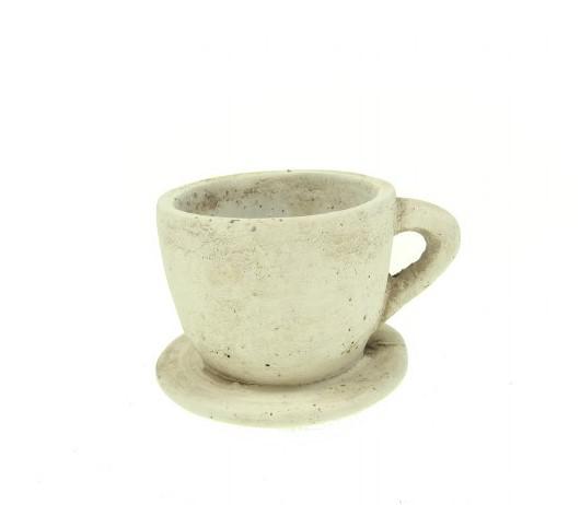 Kaspó csésze+alj kő 10*8*7cm krém