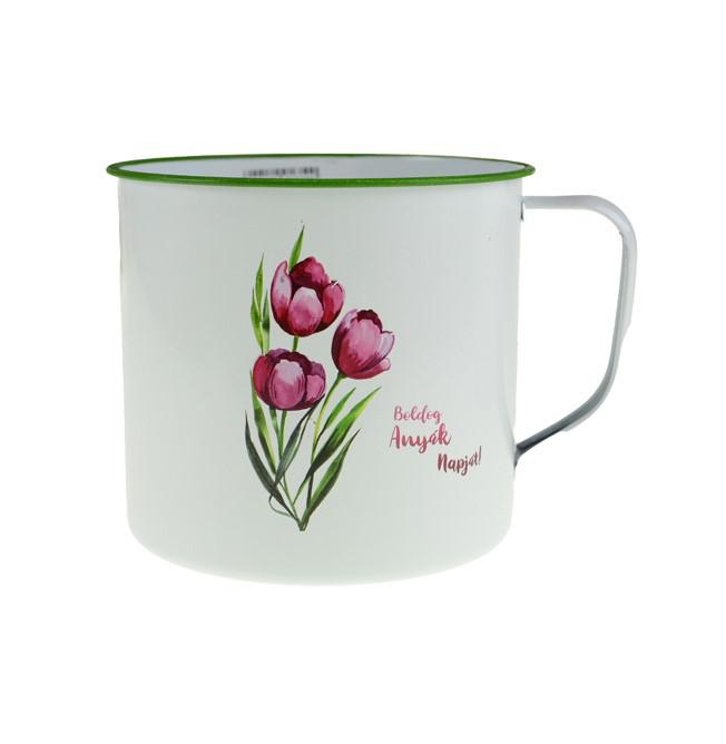 Kaspó fém 12*H11cm Boldog Anyák Napját! fehér