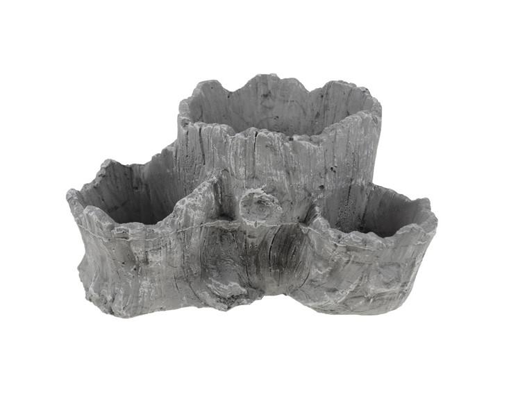 Kaspó hármas fatörzs cement 25*23*13cm szürke