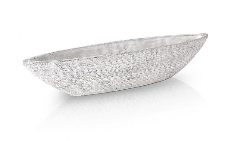Kaspó kerámia csónak alakú 38*11*10cm szürke