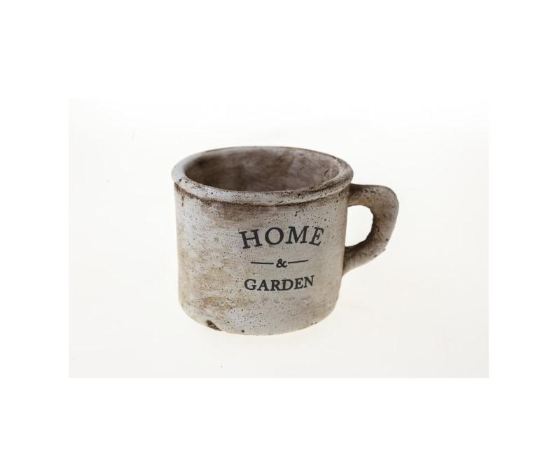 Kaspó kő 11*8,5*7,5cm bögre forma HOME felirattal