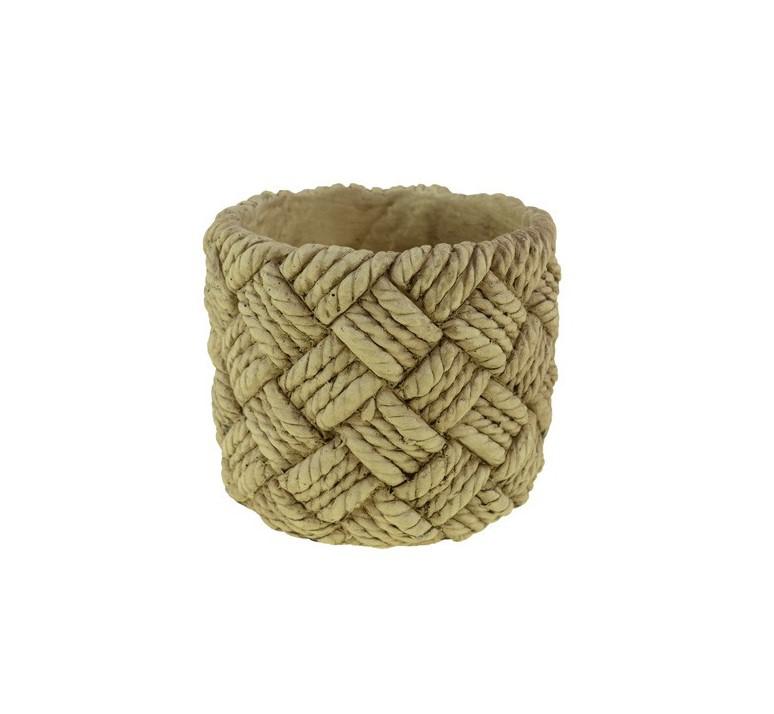 Kaspó kő 12.5*12.5*11.5cm fonott mintás barna