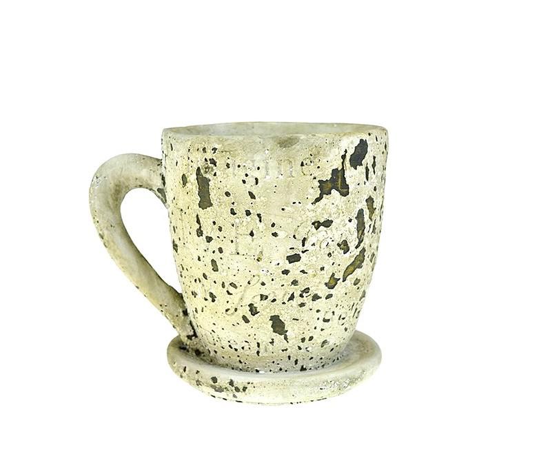 Kaspó kő 16,5*12*14cm bögre forma szürke, felirattal