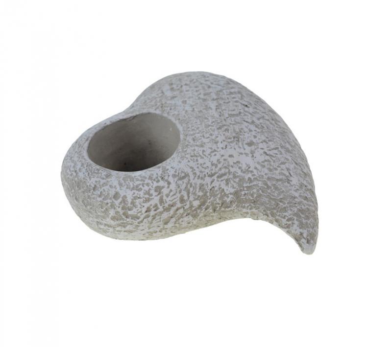 Kaspó kő 16x18.5x6.5cm francia szív forma szürke