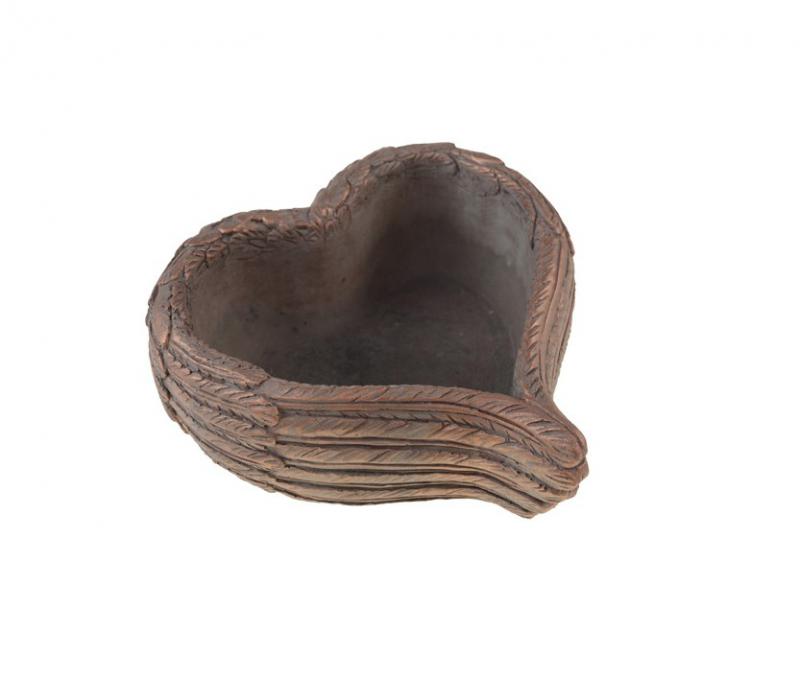 Kaspó kő 23x23x10cm szív forma arany