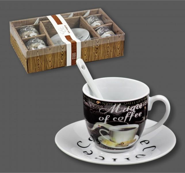 Kávéscsésze +kiskanál +kistányér szett 4 főre