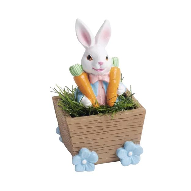 Kerámia nyúl láda répával 5,3x9,5cm