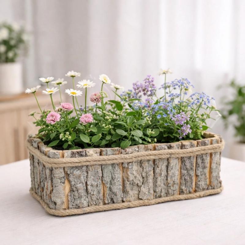 Kéreg láda szürke bélelt 36x16cm