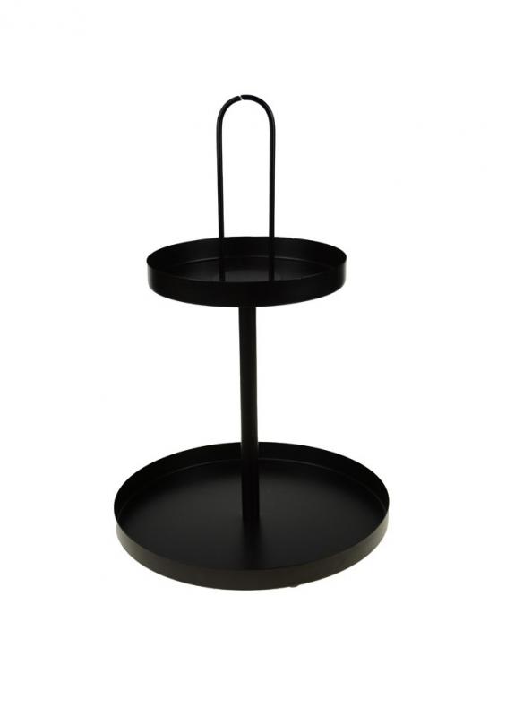 Két szintes fém tálca – fekete D30 × H45 cm