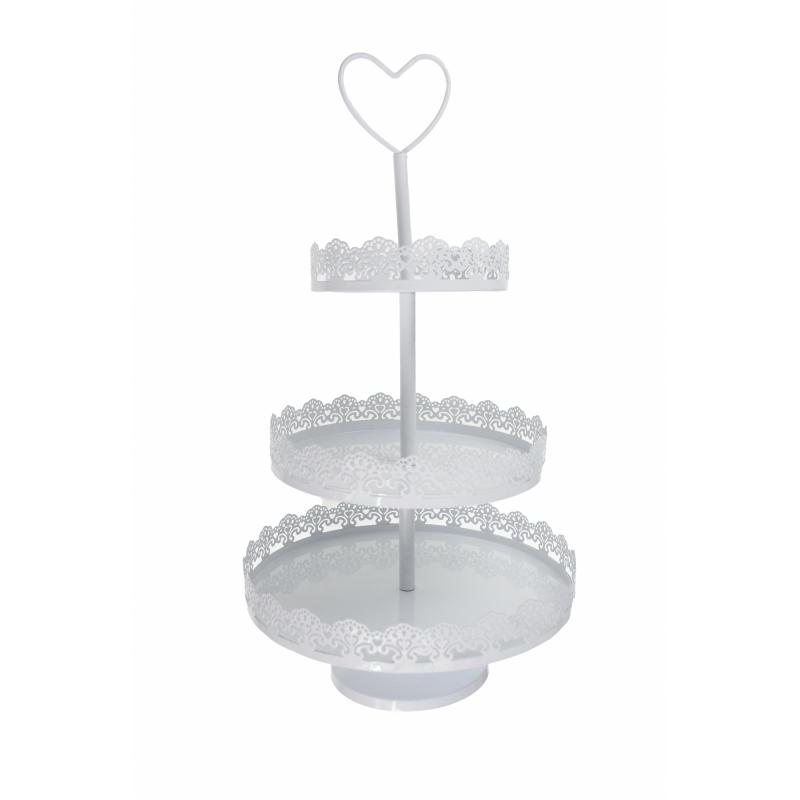 Kínáló fém csipkés 2 szintes 20/25*35cm fehér másolata