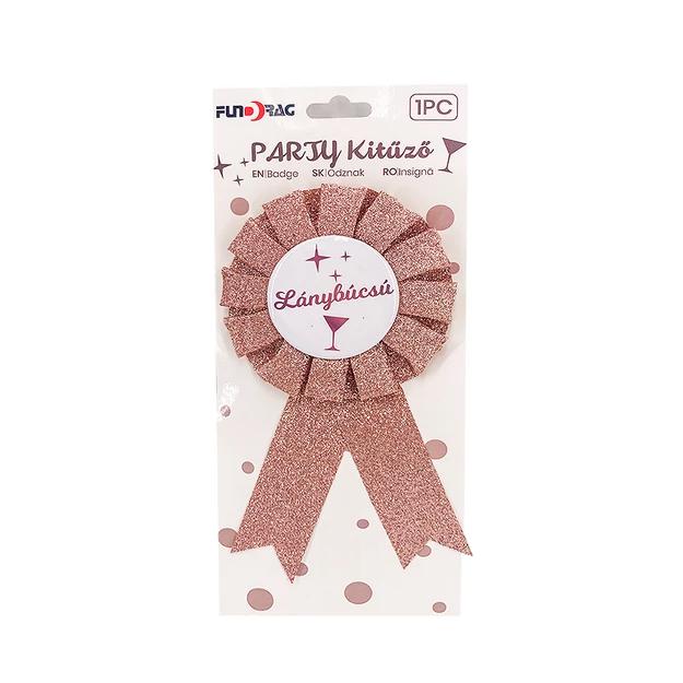 Kitűző Lánybúcsú csillámos rose gold 8x14 cm