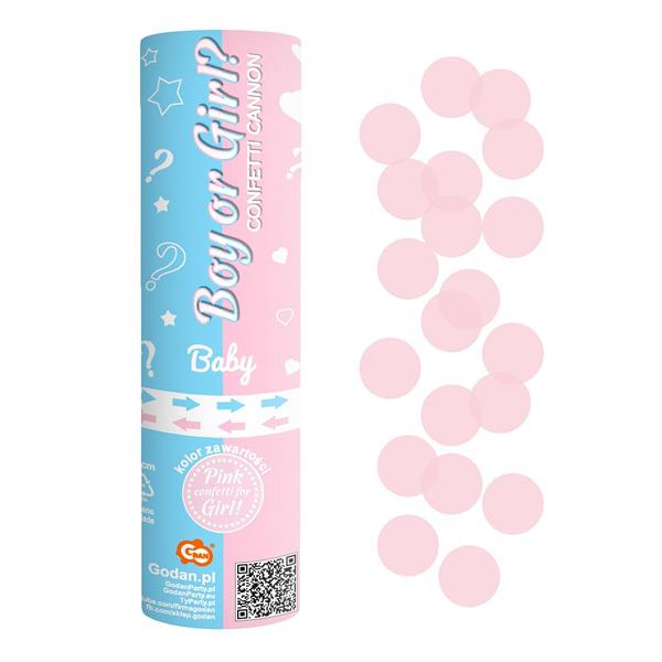 Konfetti kilövõ BOY OR GIRL, rózsaszín , 15 cm