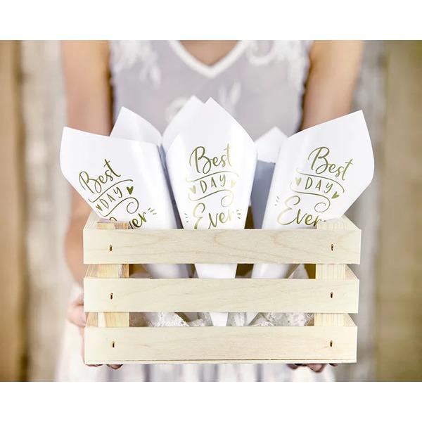 Konfetti tartó, kúp alakú, papírból, 16cm, 10 db/csomag