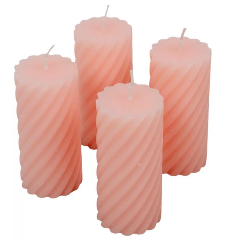 Kontúrozott csavart henger gyertya 55x100mm púder 4db/csom (db ár)