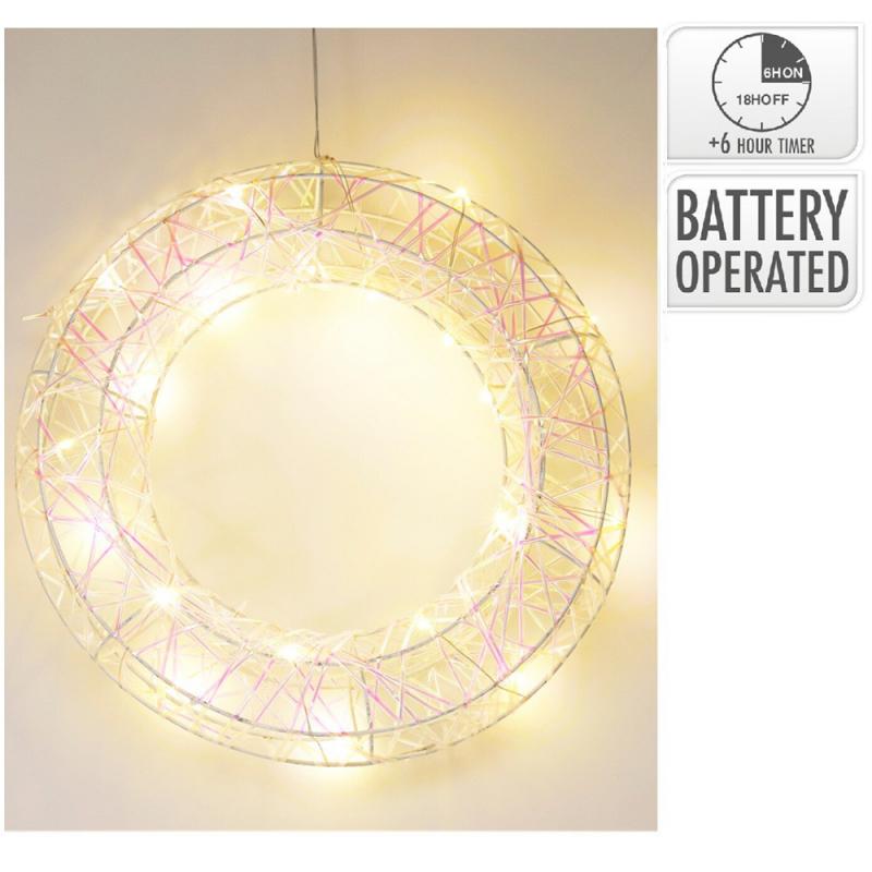 Koszorú 20 LED-es koszorú elemes (elem nélkül) irizáló D30cm
