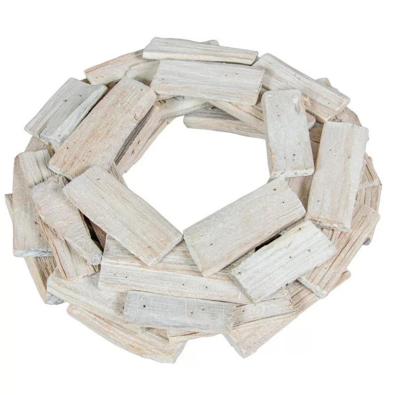 Koszorú alap fadarabokból fehér D30cm