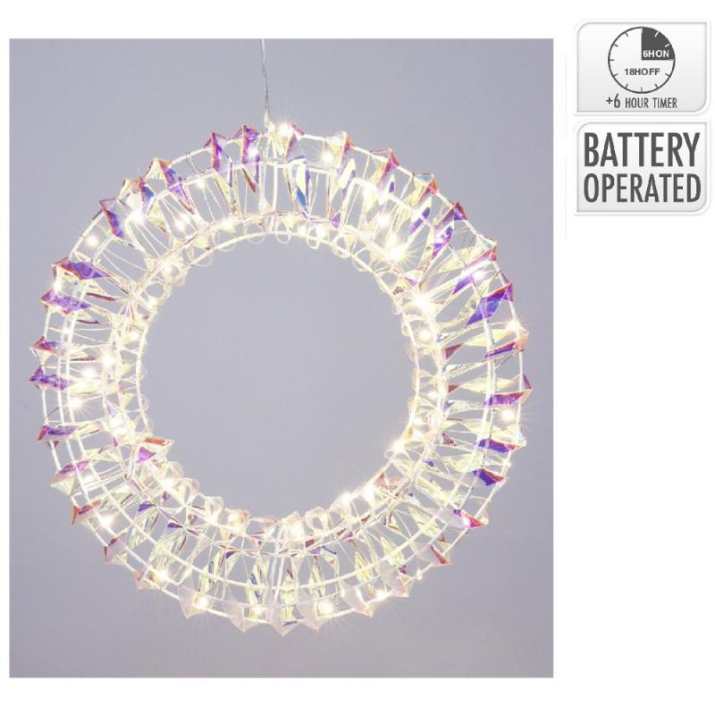 Koszorú LED-es koszorú elemes (elem nélkül) irizáló D30cm
