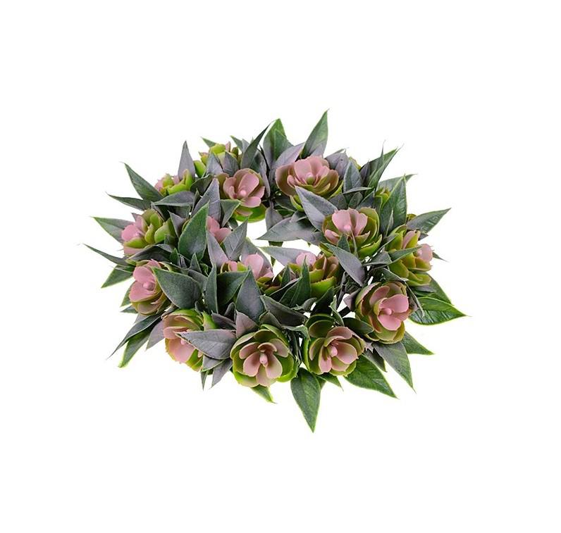 Koszorú selyemvirág D20 rózsaszín