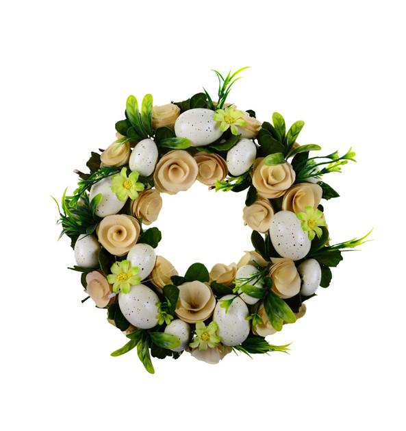 Koszorú virágos D30 H8 krém/zöld