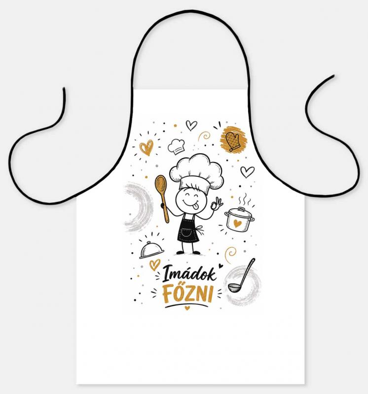 Kötény 50 x 70 cm - Imádok Főzni Vicces Kötény – Ajándék a Főzés Szerelmeseinek