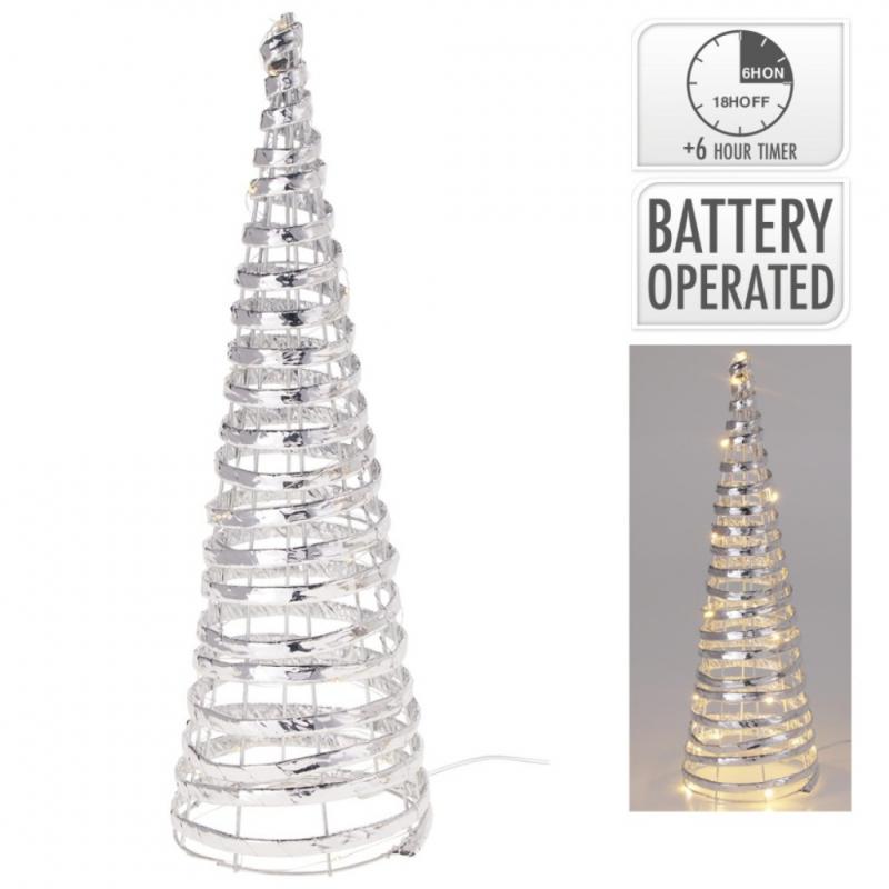 Kúp LED-es időzítős elemes (elem nélkül) ezüst M40cm