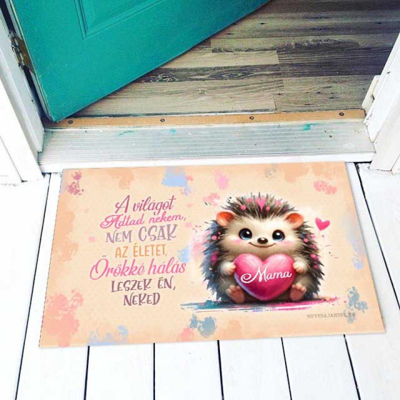 Lábtörlő - Mama - Sünike szívvel - Ajándék Nagymamának