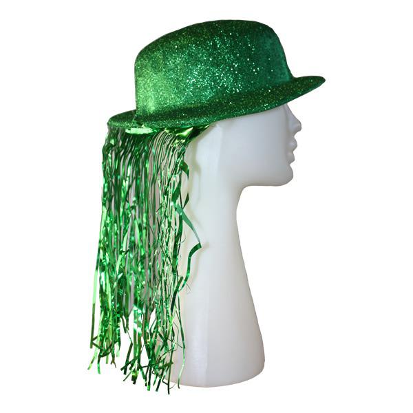 Lamettás Chaplin party kalap, zöld