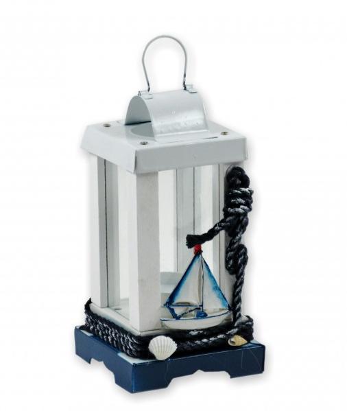 Lámpás hajós hajó motívummal 10x10x19 cm