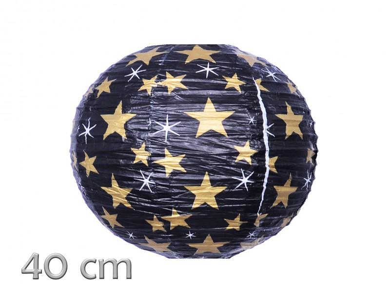 Lampion fekete csillagos 40cm