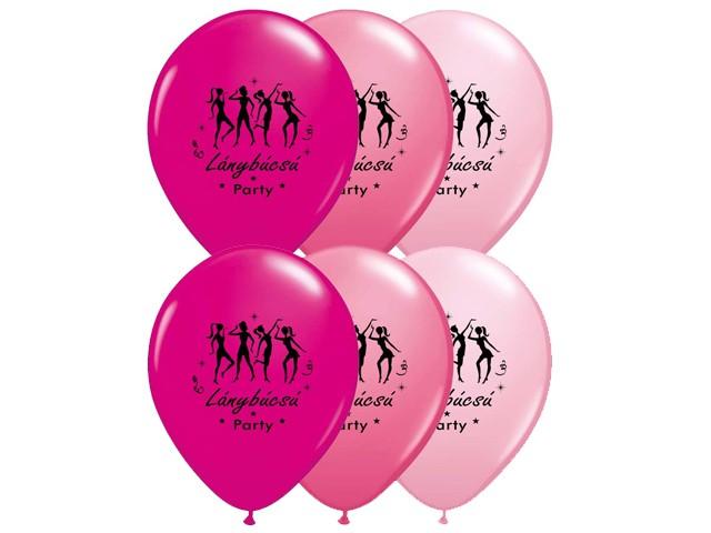 Latex lufi lánybúcsú rózsaszín 6db 30cm