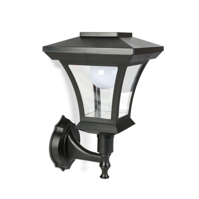 LED-es szolár lámpa - fali - 21 x 21 cm - 8 LED - fekete - melegfehér