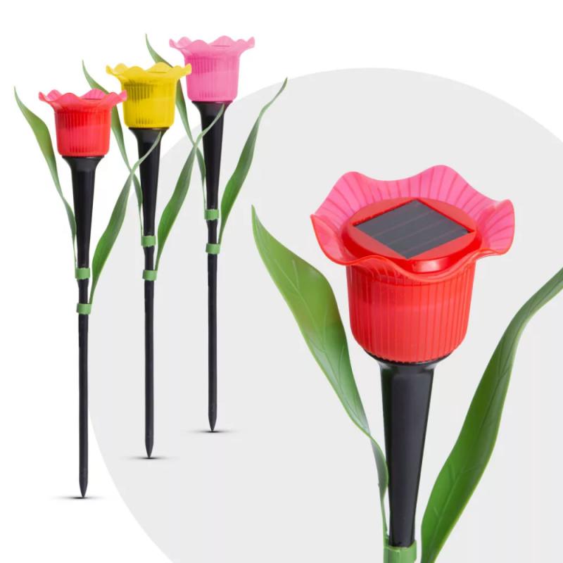 LED-es szolár tulipánlámpa sárga / piros / rózsaszín - 31 cm