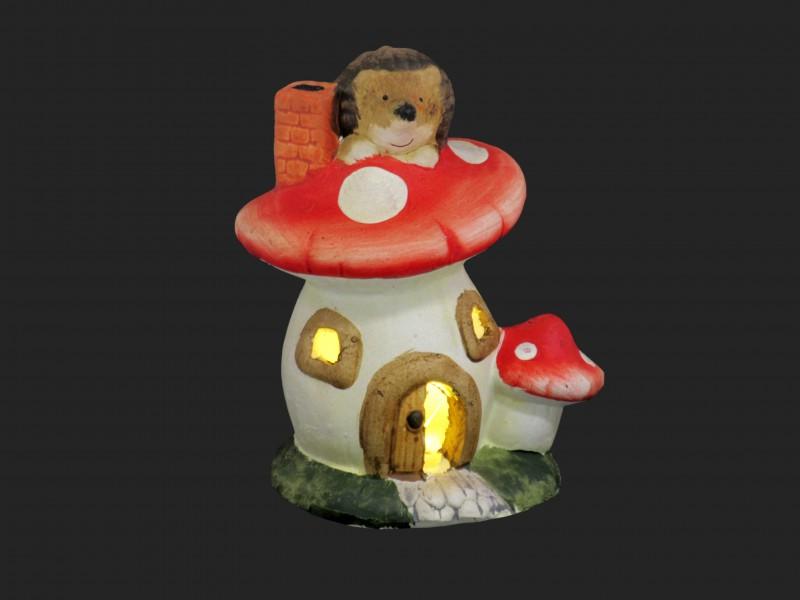 LEDes gombaház sünivel 15cm