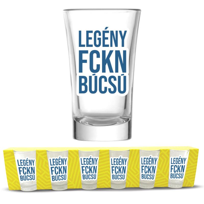 Legénybúcsú Felespohár Szett – 6 db Vicces „Legény FCKN Búcsú” Pálinkás Pohár